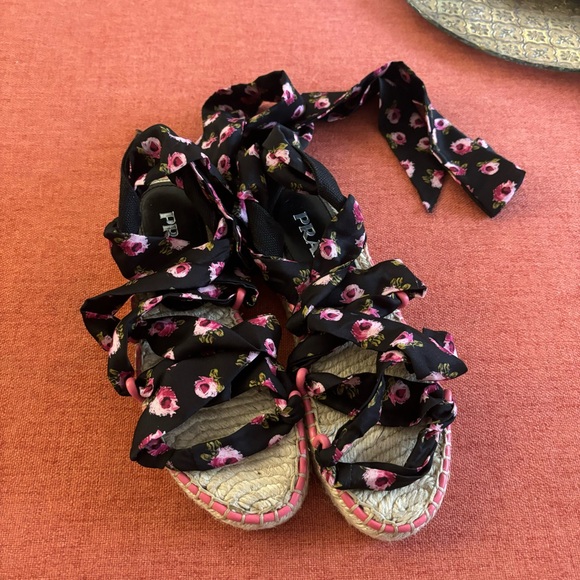 PRADA Espadrilles Floral Scarf - Picture 5 of 9